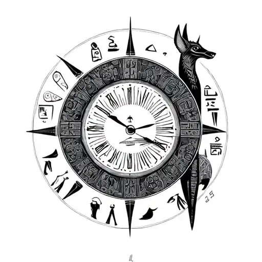 Egypt Niferti Sanding Clock Scarabia Luna Sun Anubis Mountains Ra Hieroglyphs