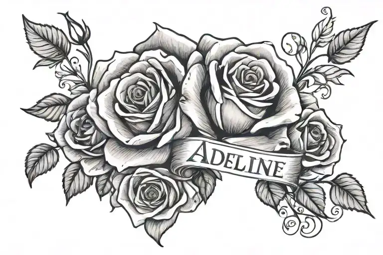 Adeline Name Roses Intertwined Within