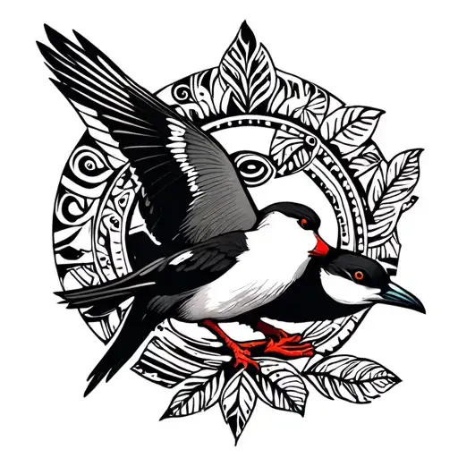 Fiji Petrel And Red Footed Bobby With A South Pacific Fiji Tribal Design