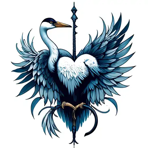 Blue Crane Hook Heart
