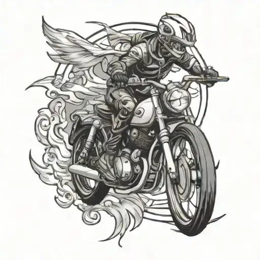 Anime Style Tattoo Of A Rider On An Andventure Bike