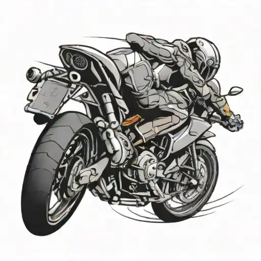 Anime Style Tattoo Of A Rider On An Sports Bike
