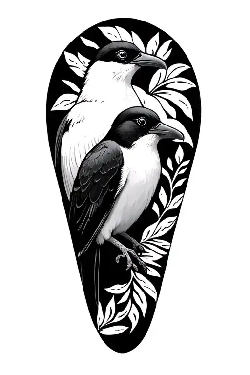 Fiji Petrel And Red Footed Bobby With A South Pacific Fiji Tribal Design On Calf