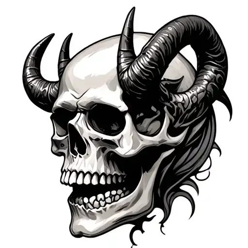Skull With Demon Horns
