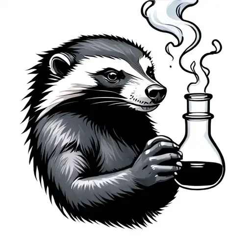 Honey Badger Holding A Bong Smoking Blck