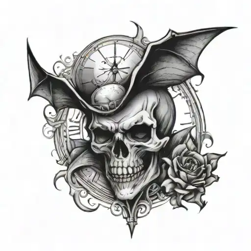 Vampire Skull With Hour Clock