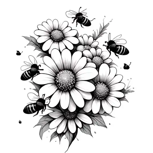 A Bunch Of Cute Bees Flying Around Flowers With Dashed Lines Behinds Indicating That They Are Flying