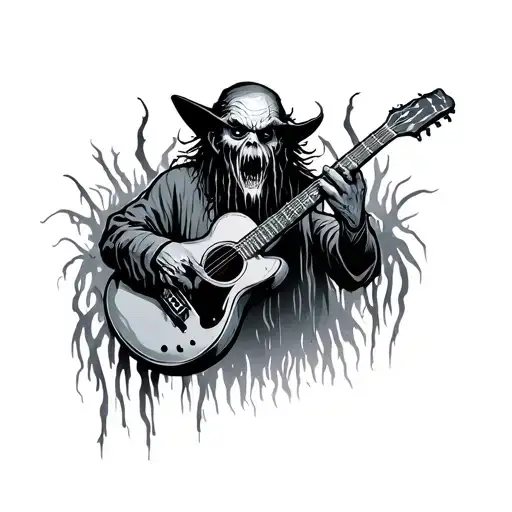 Scary Old Swamp Man Holding Guitar