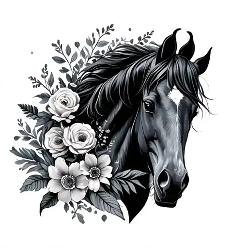 Horse With Flowers
