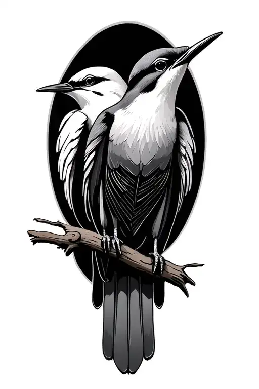Fiji Petrel And White Tern On A Branch And Fiji Tribal