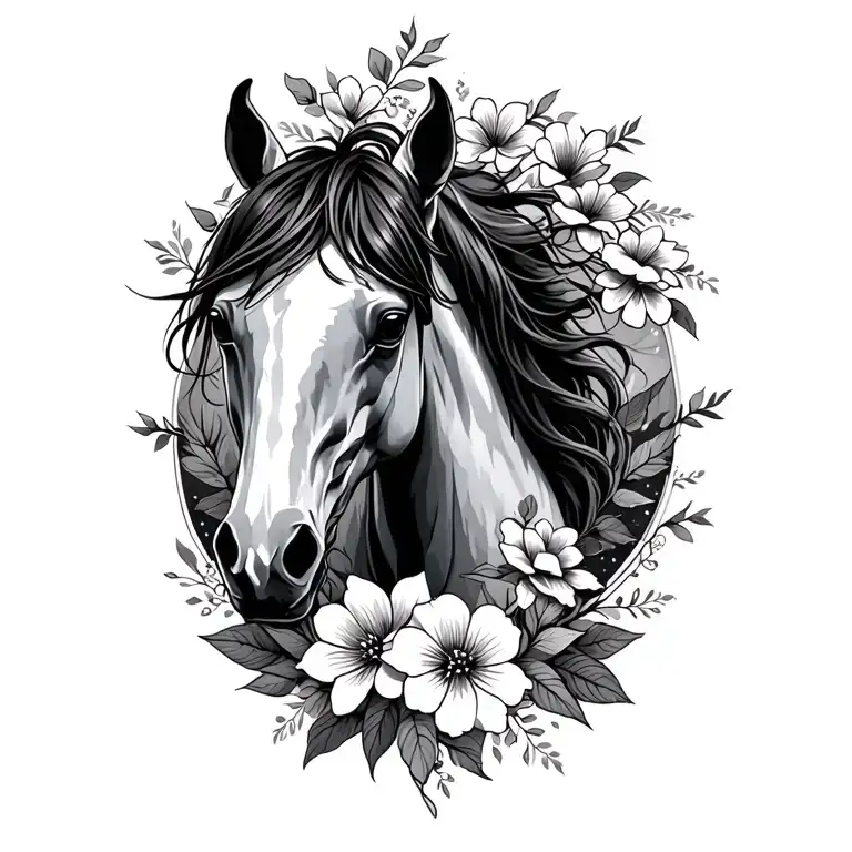 Horse With Flowers