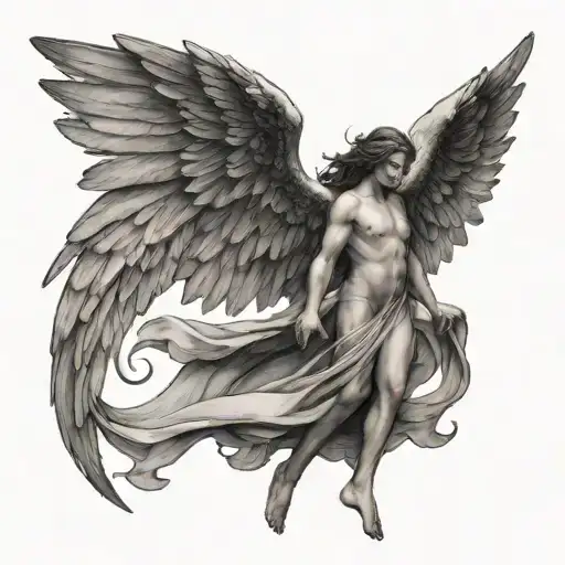 Angel Standing With Its Wings Spread Out
