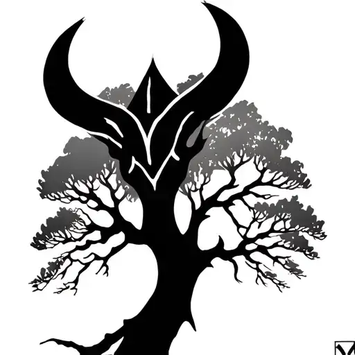 Viking By Tree Silhouette