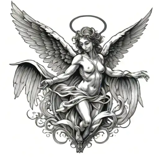 Angel Spreading Its Wings Out Facing Forward