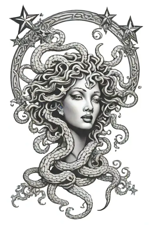 Medusa Bust With Stars Forming