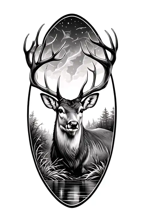 Swamp White Oak With Deer