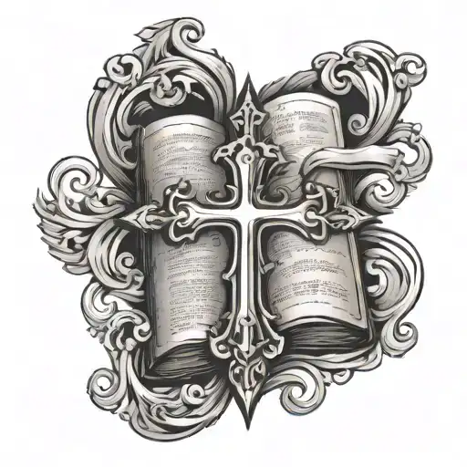 Bible Script Surrounded With A Cross Surrounded