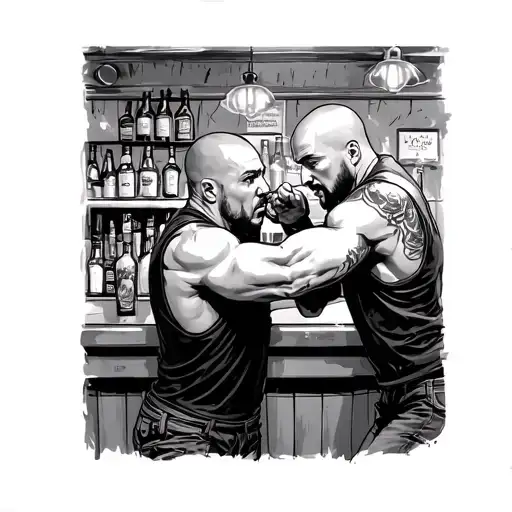 Skinheads Fighting At A Bar