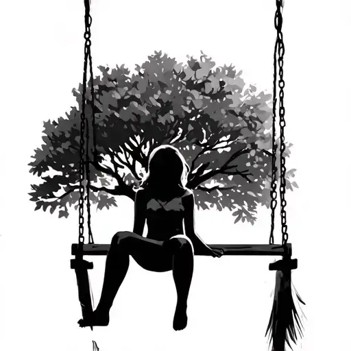 Tree Swing Girl Sitting