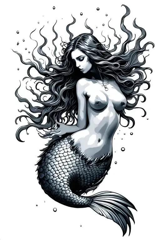 Mermaid Swimming No Face