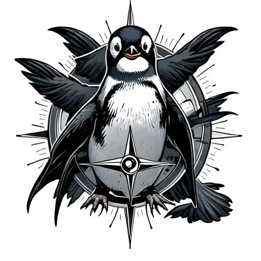 Penguins In A Compass