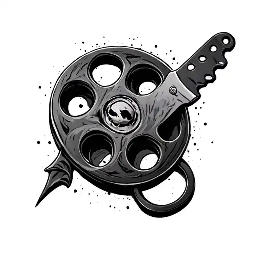 Horror Film Reel With Knife Piercing