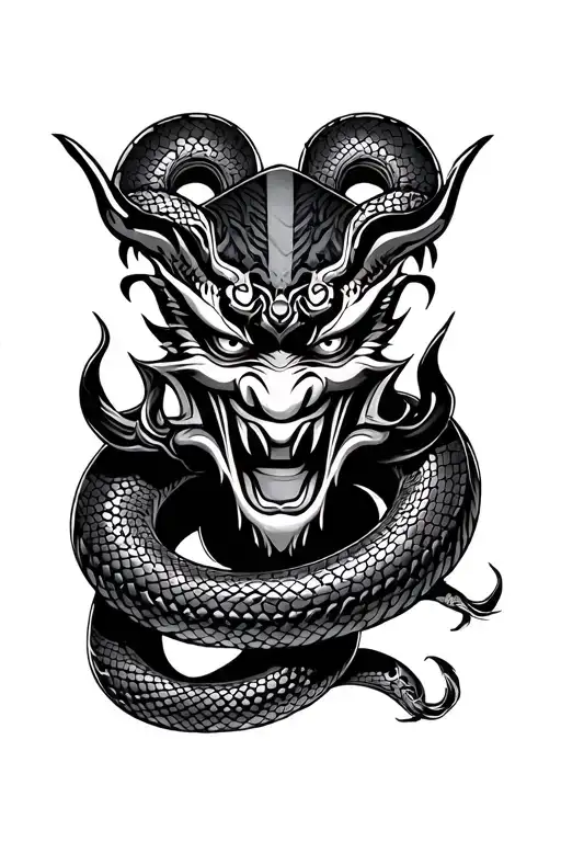 Oni Mask With Snake