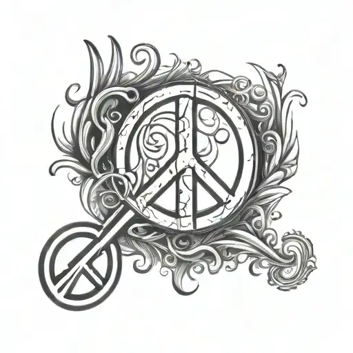 Peace Sign Automotive Music Note Intertwined