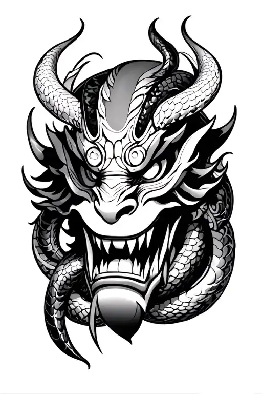 Oni Mask With Snake