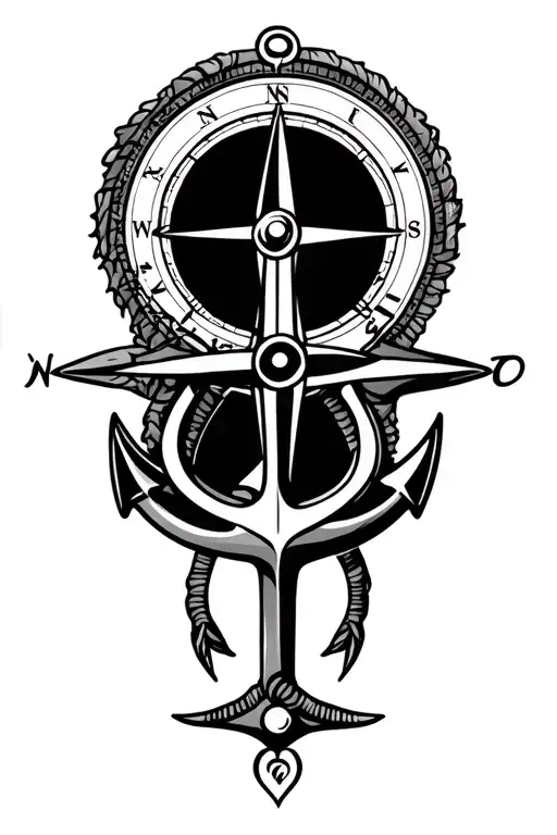 Compass And Anchor Intertwined Symbolizing