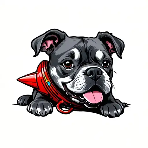 Dog Red Rocket With Knot