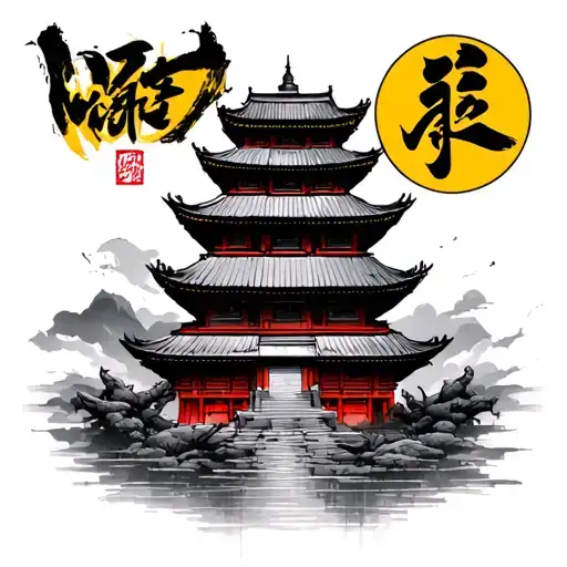 Wu Tang Clan Symbol With Shaolin Temple