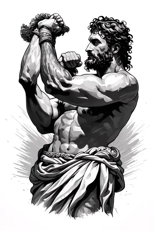 Greek Man Fighting Himself