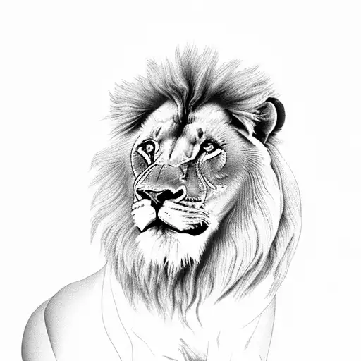 Male Lion With Sunrise