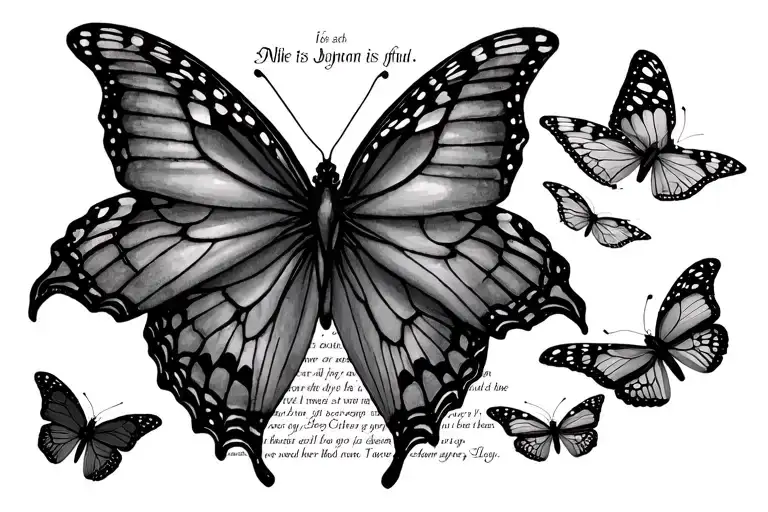 Butterflies With Bible Verse Written And Intertwined Between The Butterflies