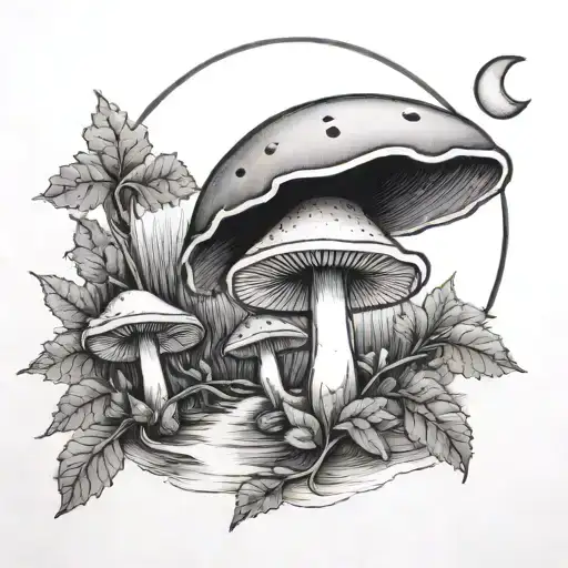 Mushroom And Cresent Moon