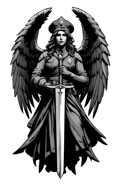 Law Enforcement Angel Holding A Sword