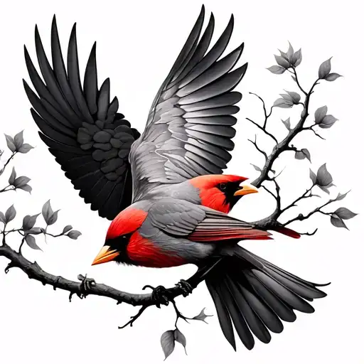 Tree Of Life Cardinal Flying Away