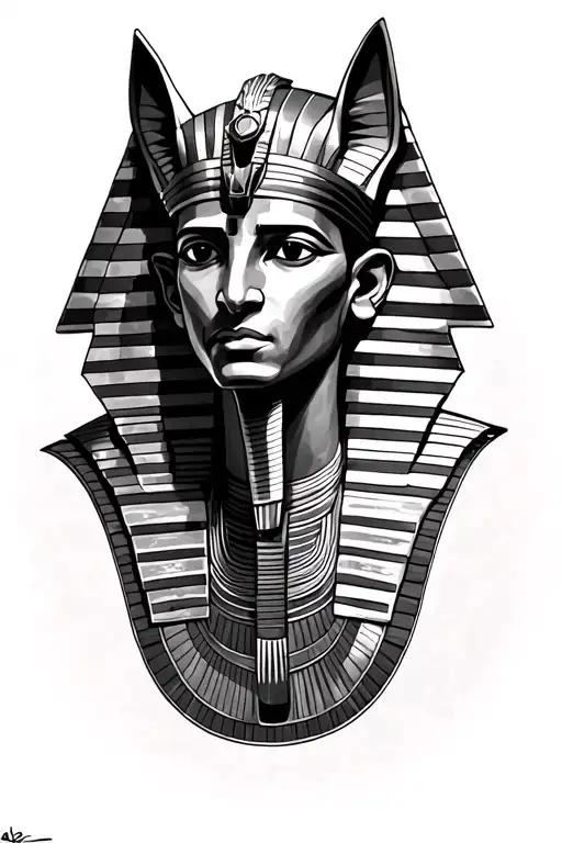 Tutankhamen With Anubis Surrounded