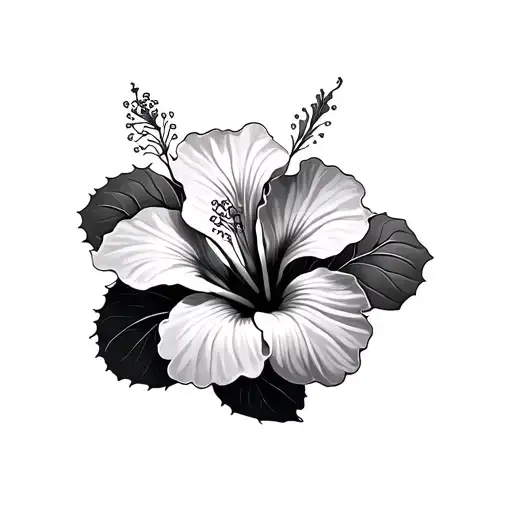 Hibiscus Flower With Ocean Waves For Chest