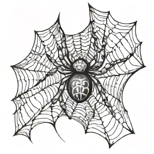Letter C Inside A Spider Web Design