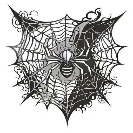 Letter C Inside A Spider Web Design Featuring