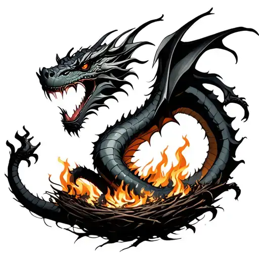 Dragon Rising From Fire Nest Symbolizing