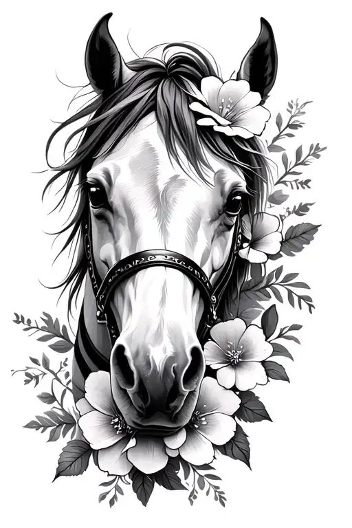 War Horse And Flowers