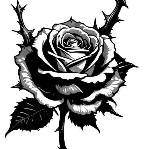 Rose With Stem And Thorns Wrapped Tightly