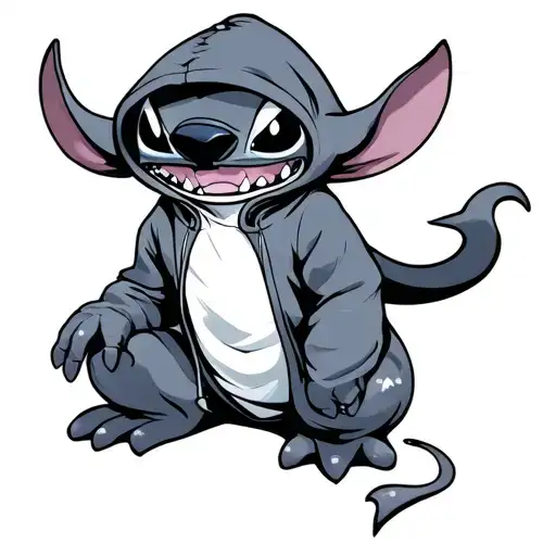 Evil Stitch Hoodie Sitting