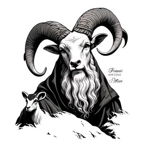 St Francis With Bighorn Rams And Mountains