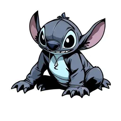 Evil Stitch Hoodie Sitting