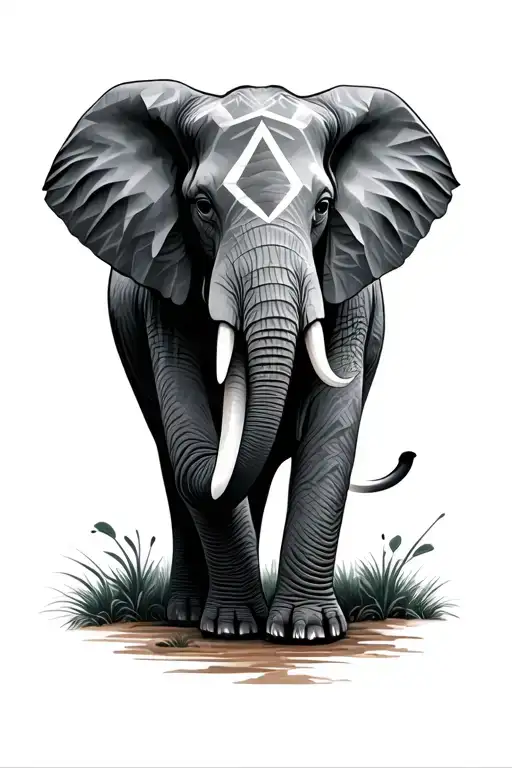 Elephant With Geometric Design Incorporating