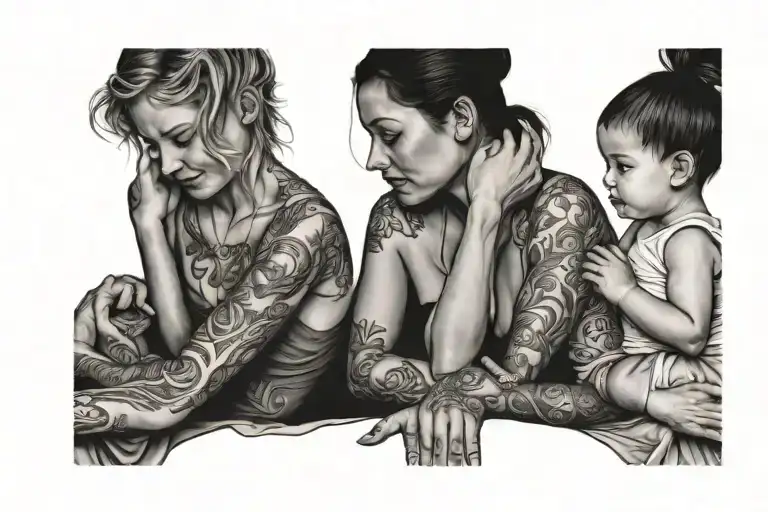 Mother Daughter Tattoo That Lines Up When Touching